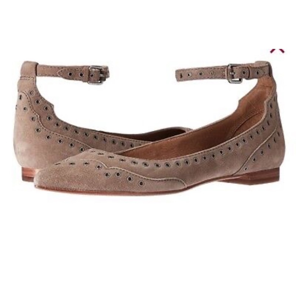 Frye Tan Leather Sienna Studded Pointed Flats - Picture 13 of 16